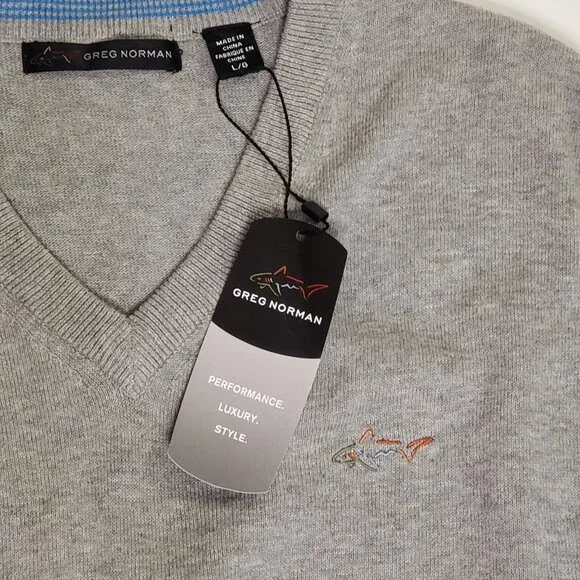 Greg Norman Golf Sweater Vest Men's Size Large Sleeveless Grey Preppy Career - Picture 5 of 16